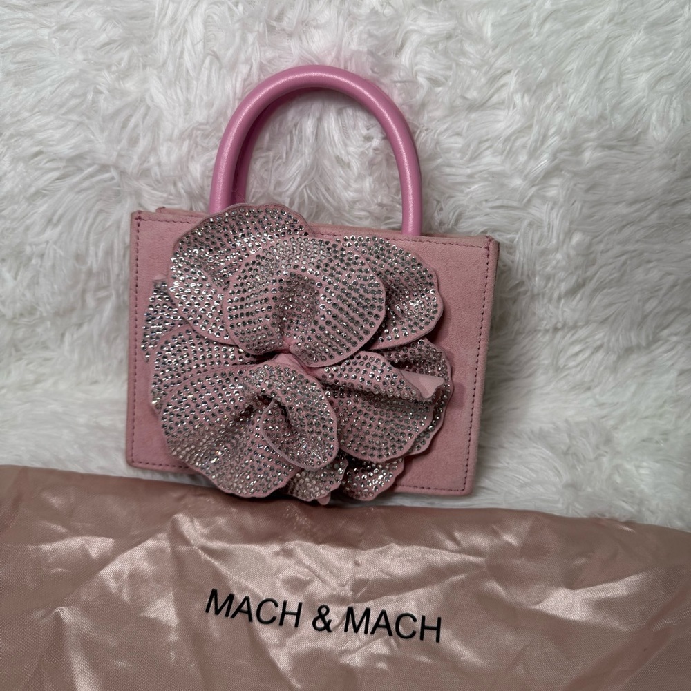 MACH & MACH Pink Mini Bag with Crystal Flower 💗